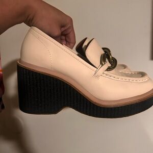 Dolce Vita Cream Platform Loafers with Black Sole